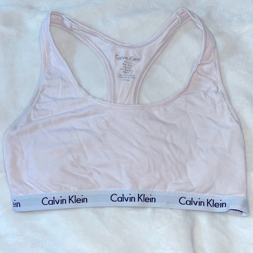 Calvin Kelin Pastel Pink Bralette with White Band